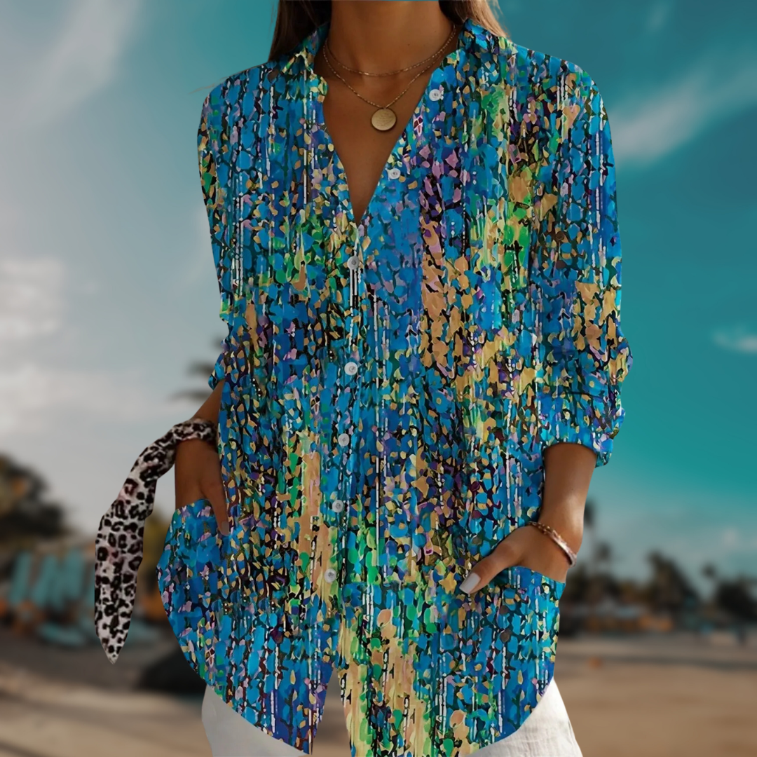 ZADIYA™ | FLORAL LONG-SLEEVE BLOUSE