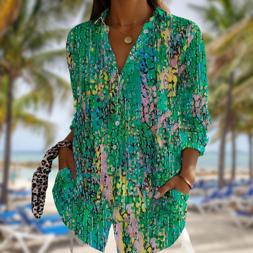 ZADIYA™ | FLORAL LONG-SLEEVE BLOUSE