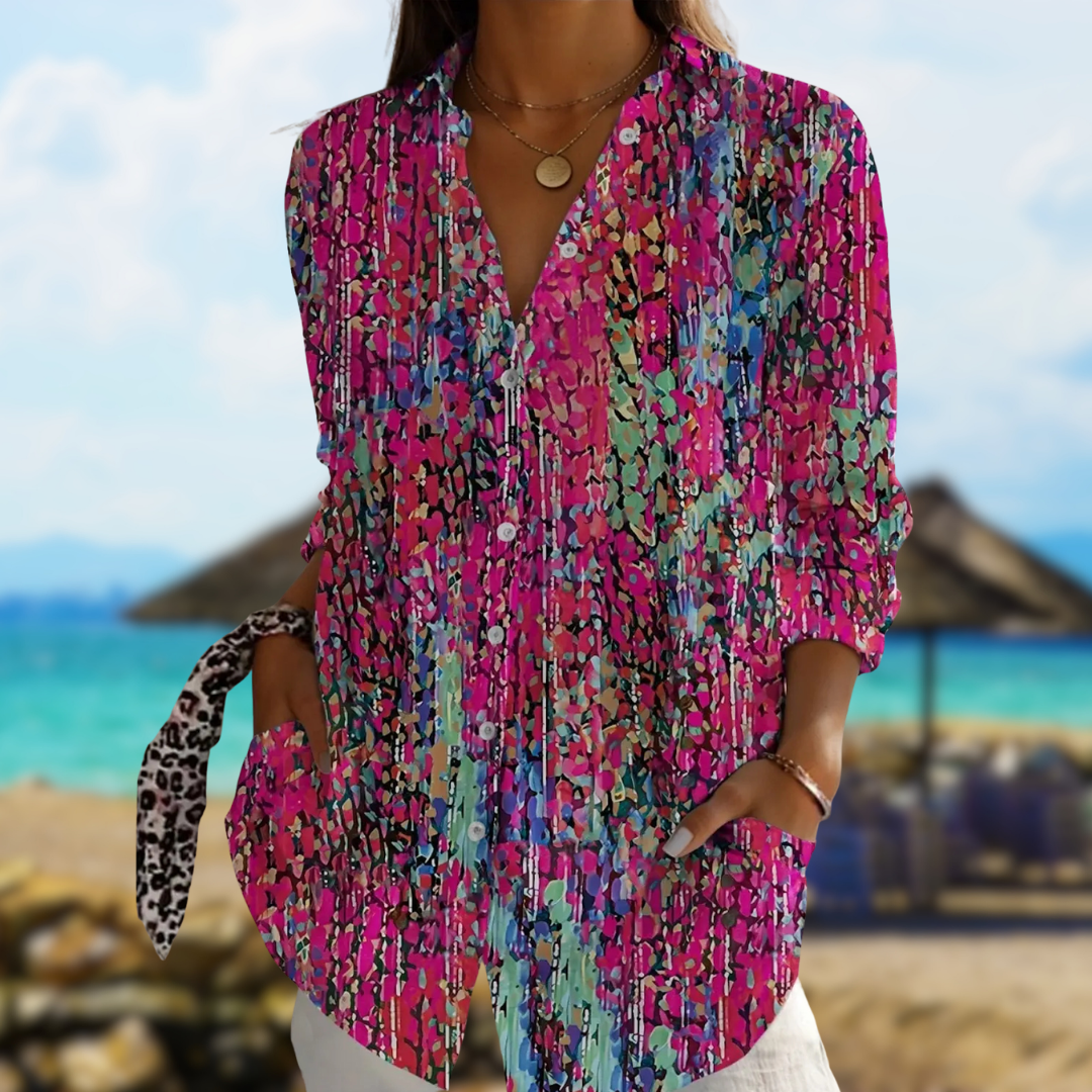ZADIYA™ | FLORAL LONG-SLEEVE BLOUSE