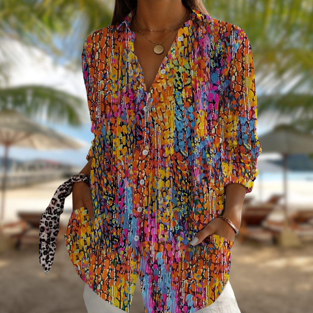 ZADIYA™ | FLORAL LONG-SLEEVE BLOUSE