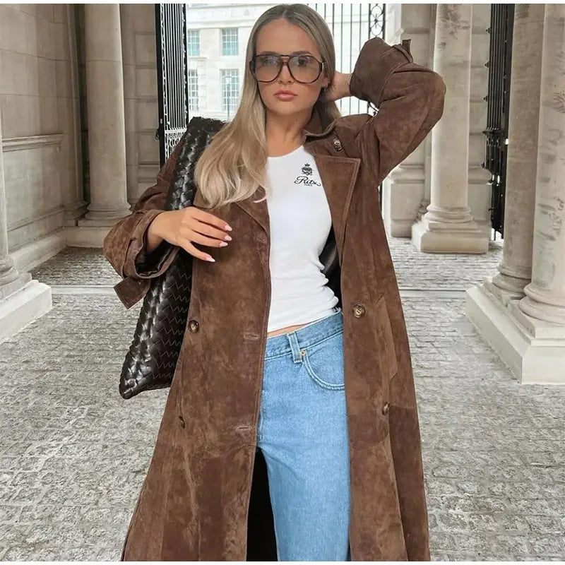 ZADIYA™ | Suede Trench Coat