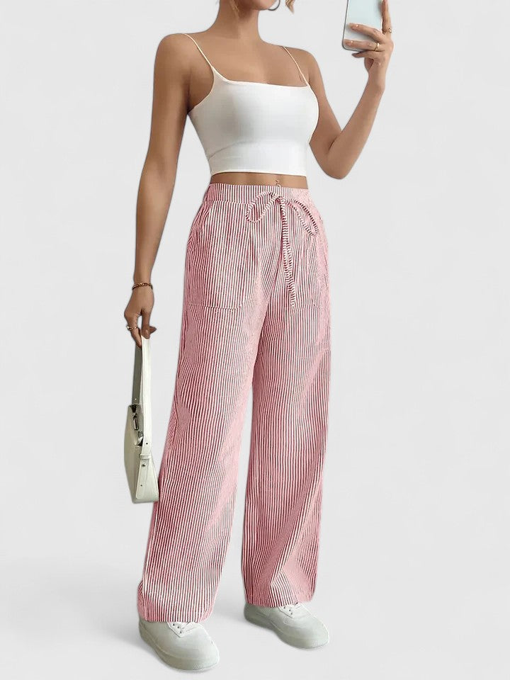 ZADIYA™ | Wide-Leg Striped Trousers