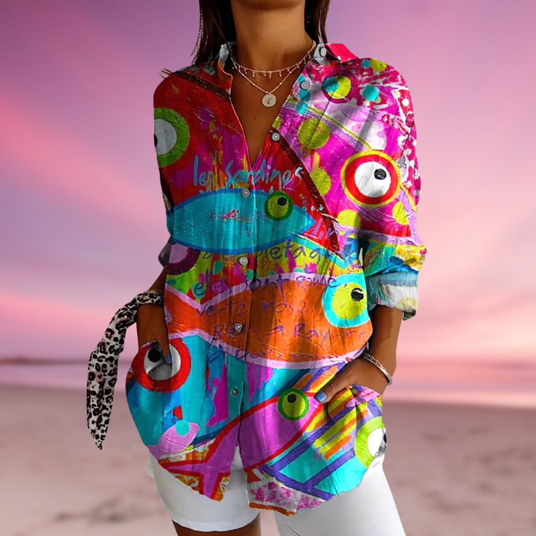 ZADIYA™ | FISH-PRINT BLOUSE