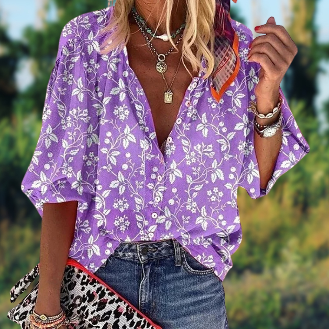 ZADIYA™ | VINTAGE V-NECK BLOUSE