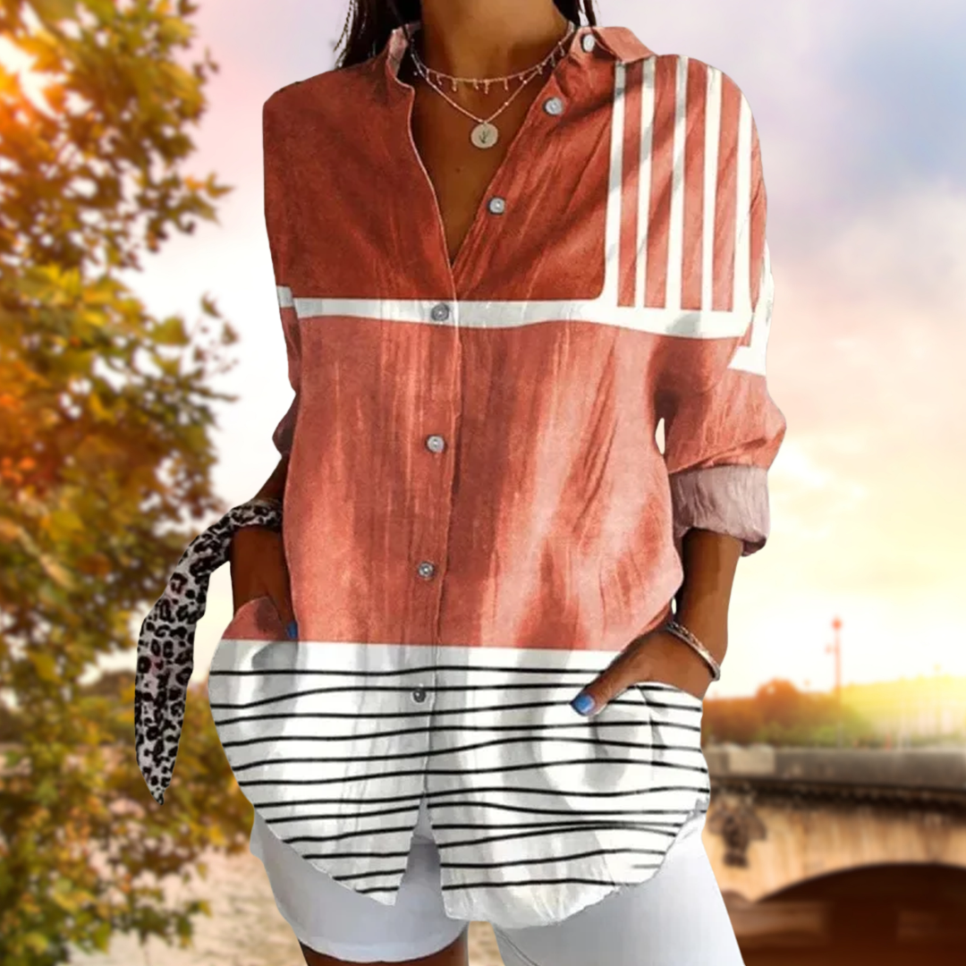 ZADIYA™ | COLOUR GRADIENT BLOUSE WITH STRIPED HEM