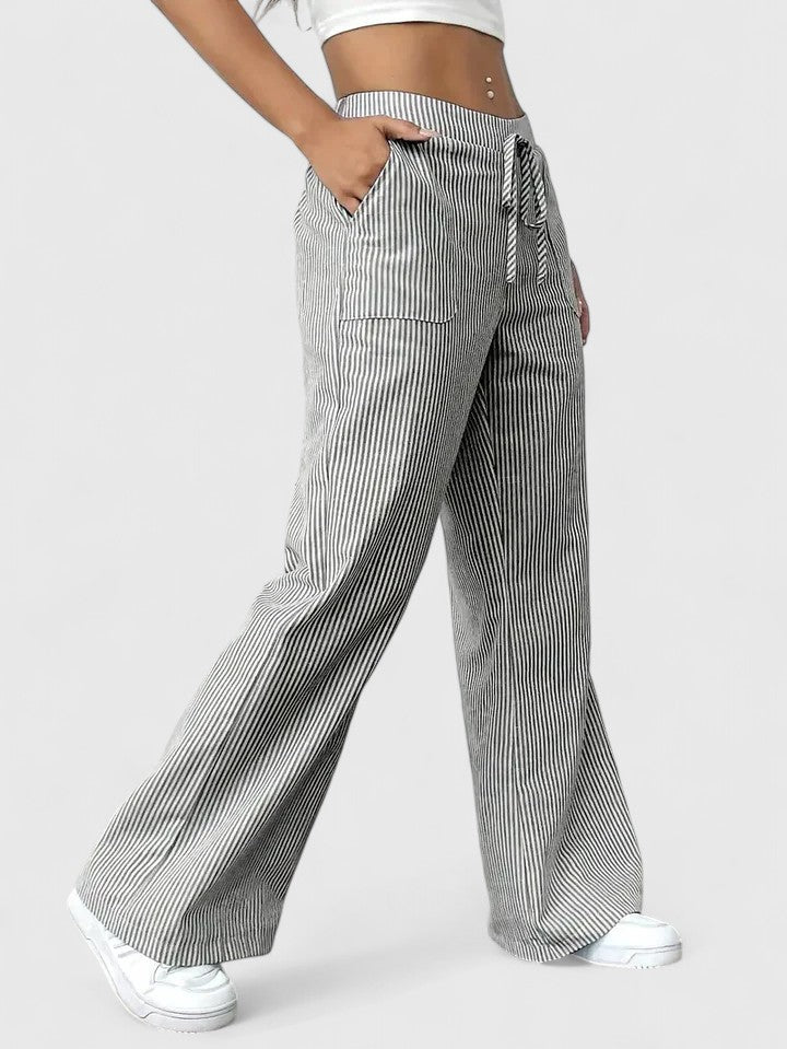 ZADIYA™ | Wide-Leg Striped Trousers