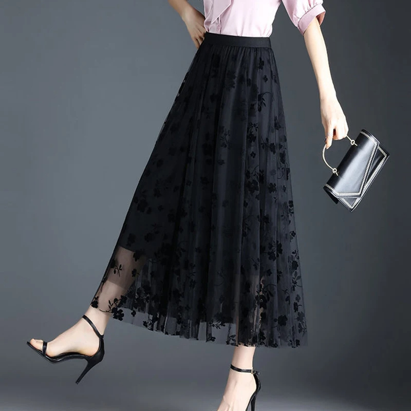 ZADIYA™ | Florentine Mesh Midi Skirt