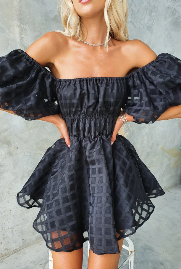 ZADIYA™ | PUFF-SLEEVE MINI DRESS