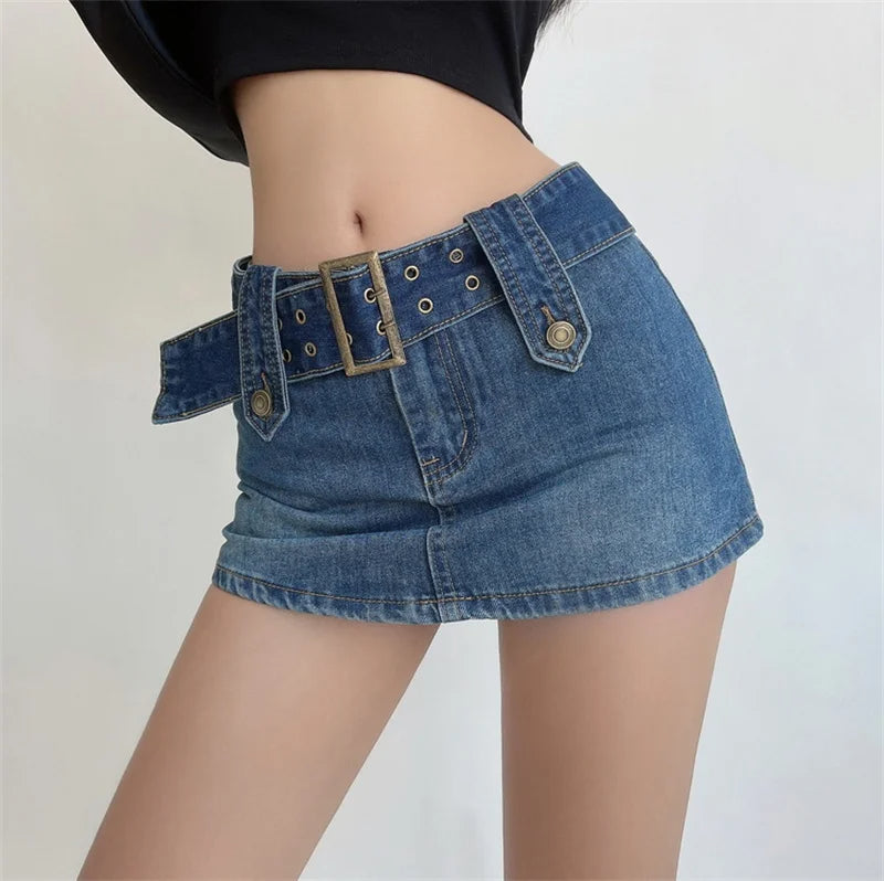 ZADIYA™ | Belted Denim Mini Skirt