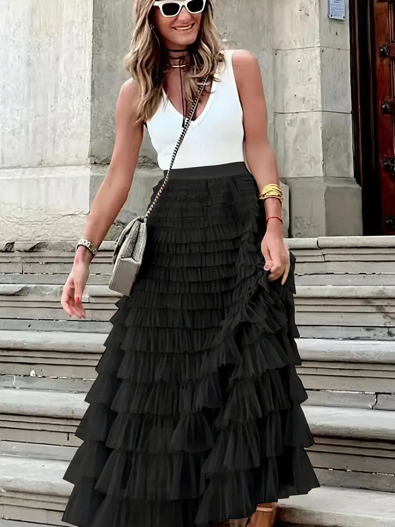 ZADIYA™ | Cascade Layered Hem Skirt