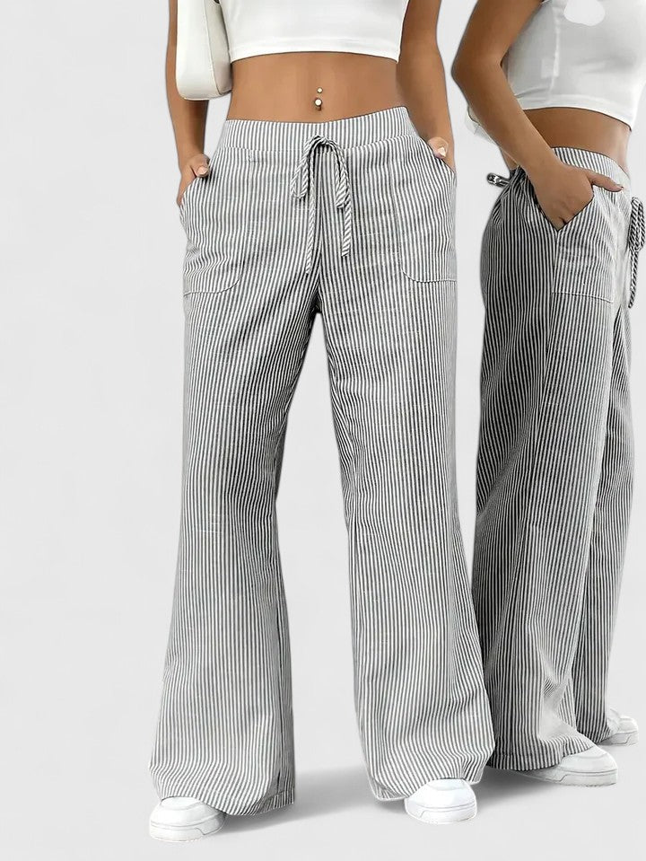 ZADIYA™ | Wide-Leg Striped Trousers