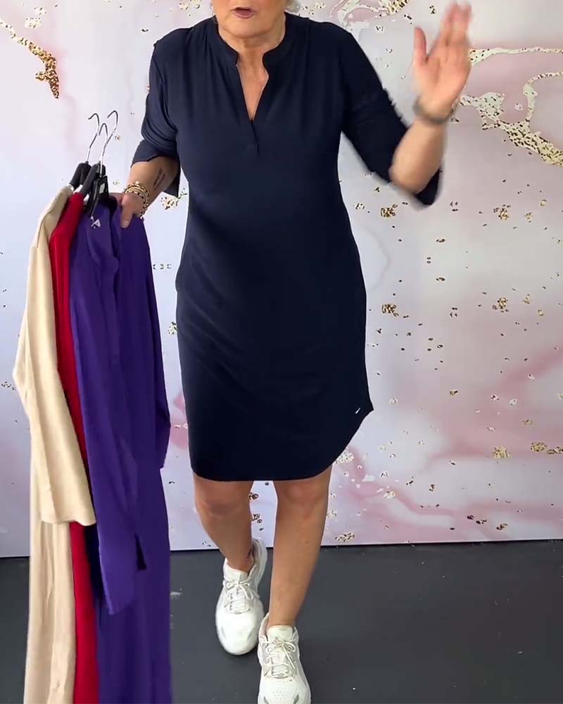 ZADIYA™ | ELEGANT V-NECK MIDI DRESS