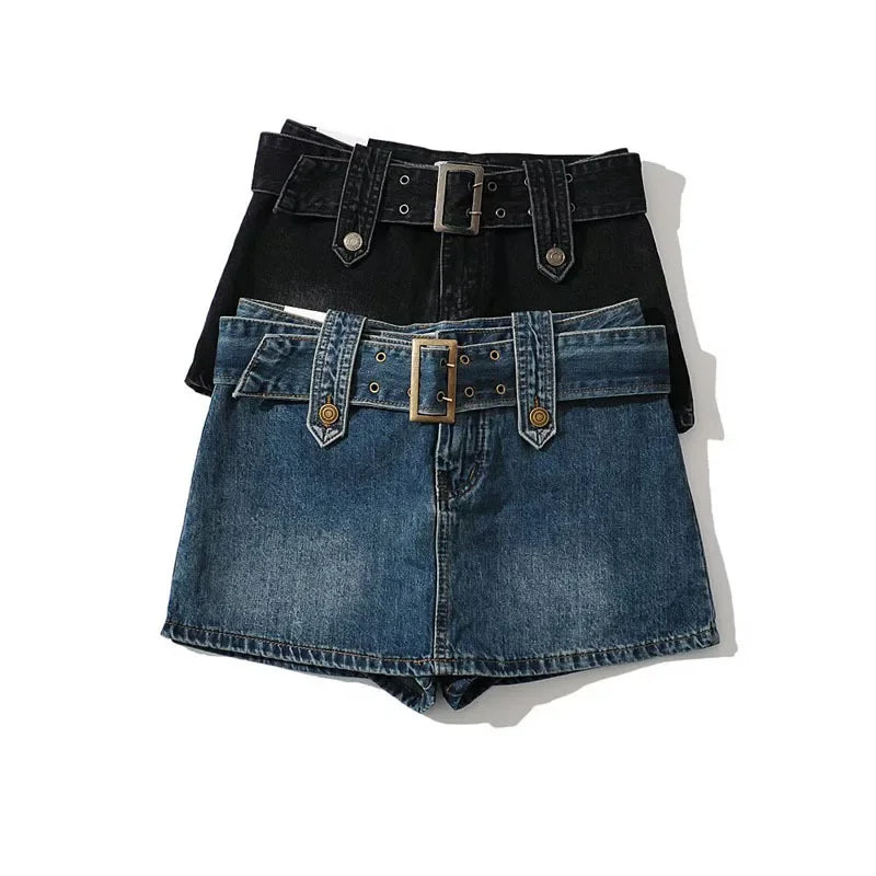 ZADIYA™ | Belted Denim Mini Skirt