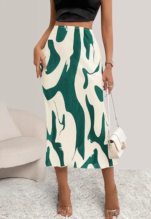 ZADIYA™ | Abstract Edit Pleated Maxi Skirt