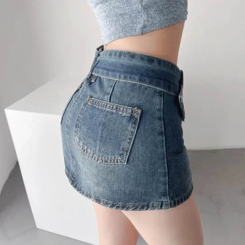 ZADIYA™ | Belted Denim Mini Skirt