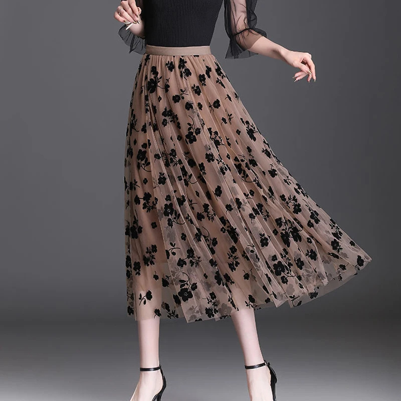 ZADIYA™ | Florentine Mesh Midi Skirt