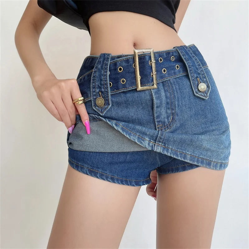 ZADIYA™ | Belted Denim Mini Skirt