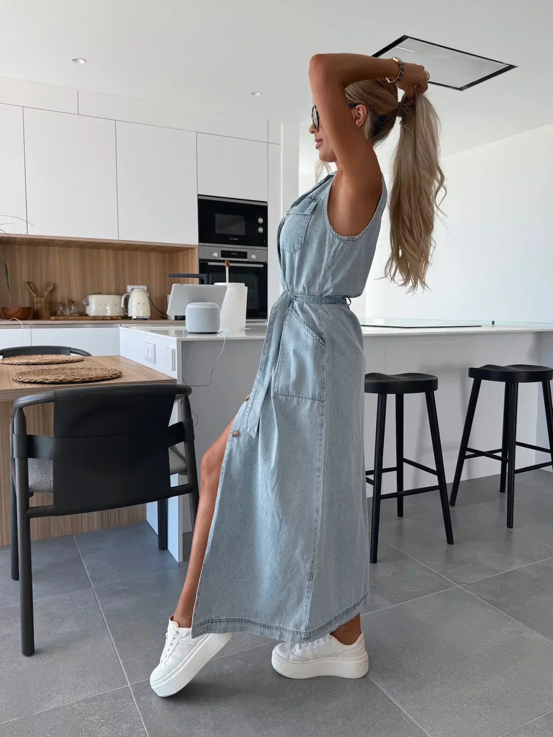 ZADIYA™ | STRUCTURED MAXI DENIM DRESS