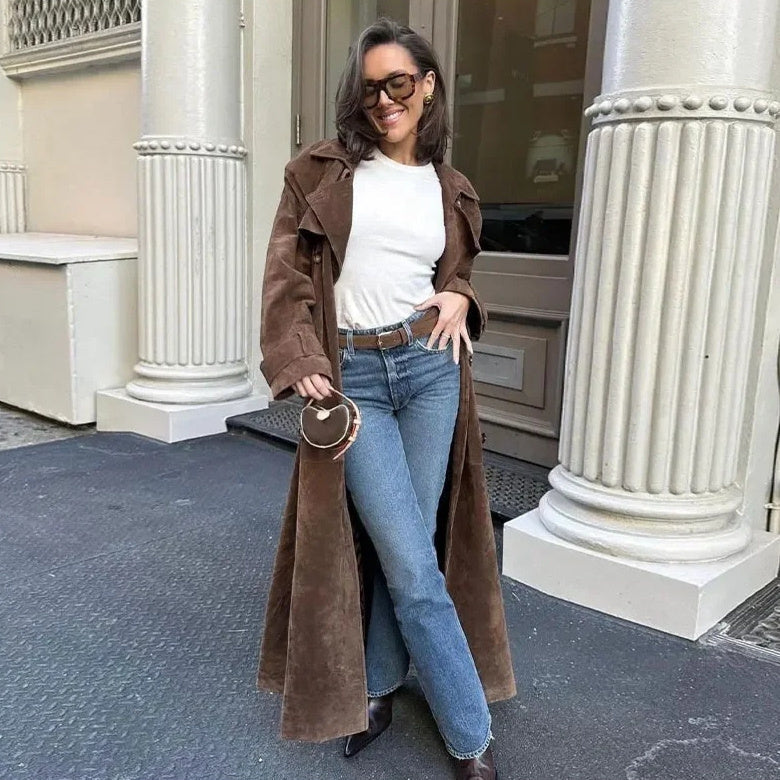 ZADIYA™ | Suede Trench Coat
