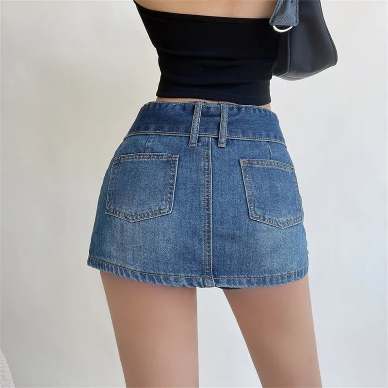 ZADIYA™ | Belted Denim Mini Skirt