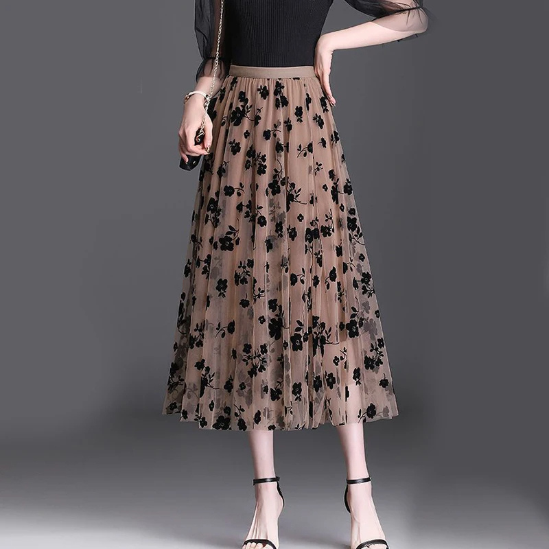ZADIYA™ | Florentine Mesh Midi Skirt