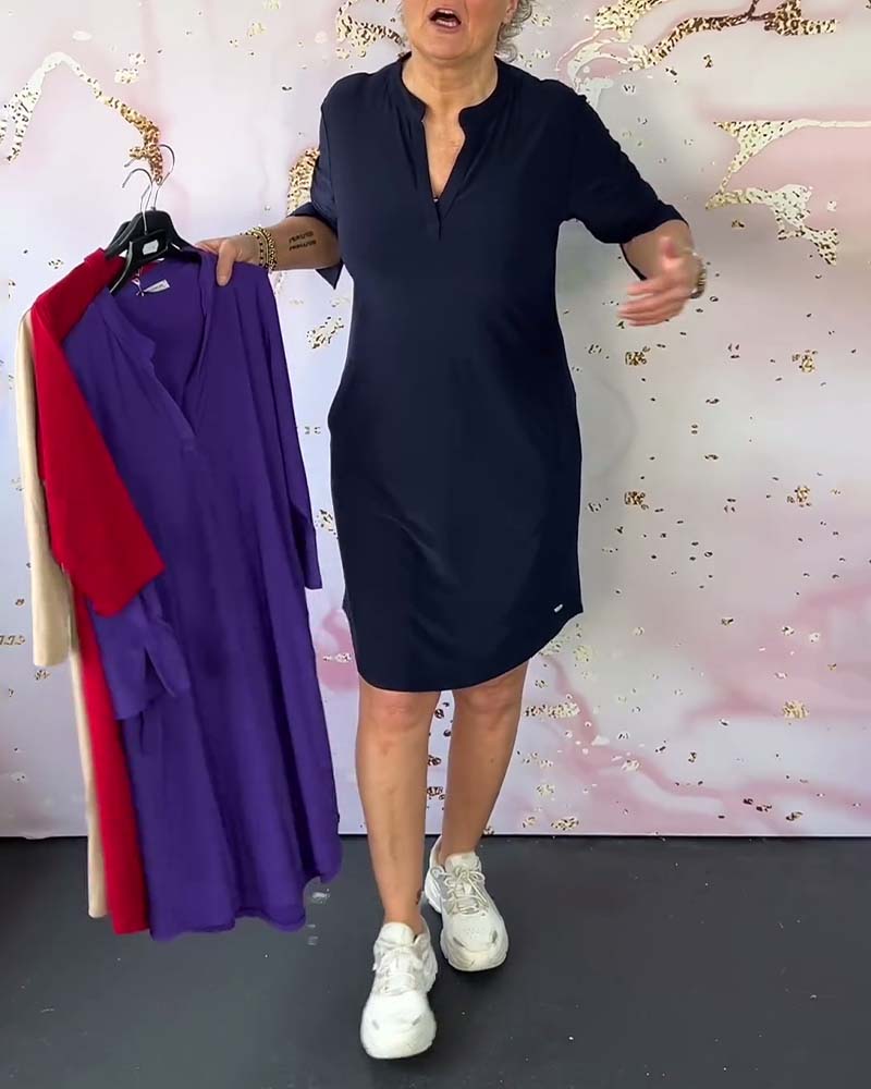 ZADIYA™ | ELEGANT V-NECK MIDI DRESS