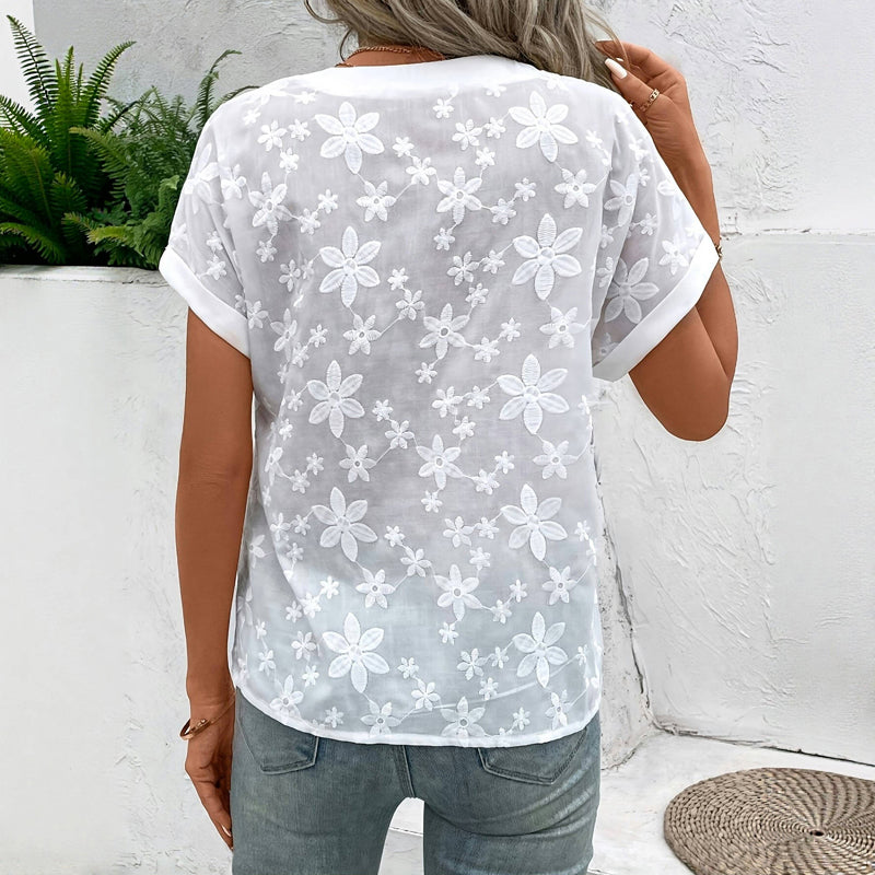 ZADIYA™ | CASUAL BLOUSE WITH FLORAL EMBROIDERY