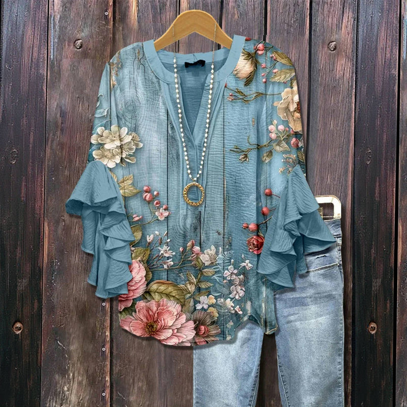 ZADIYA™ | VINTAGE FLORAL BLOUSE