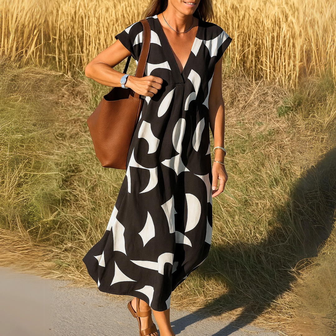 ZADIYA™ | Flowing V-Neck Dress