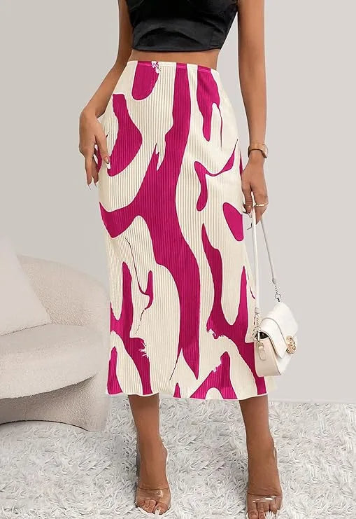 ZADIYA™ | Abstract Edit Pleated Maxi Skirt