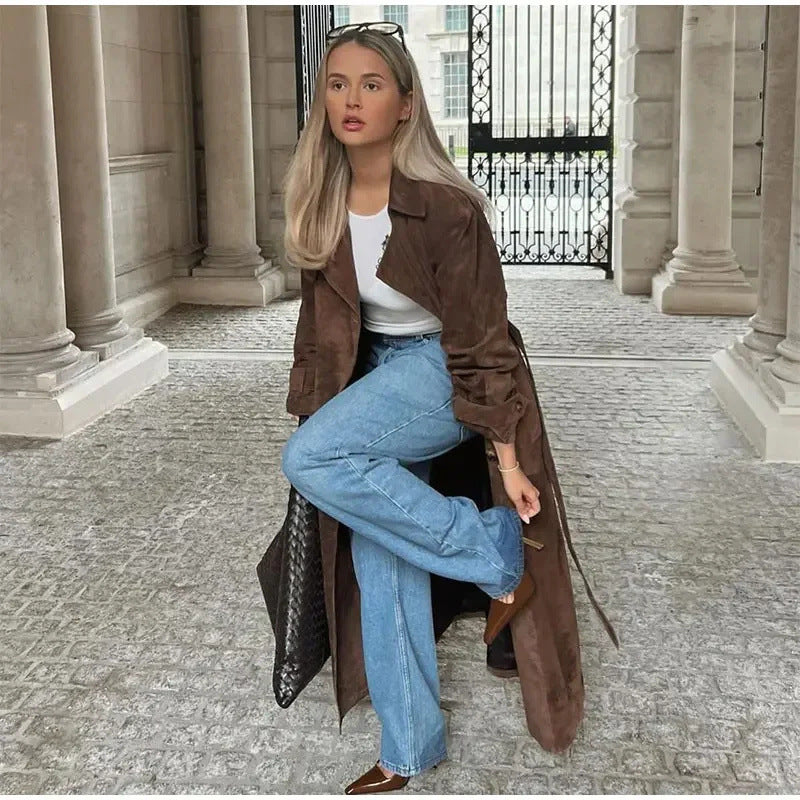 ZADIYA™ | Suede Trench Coat