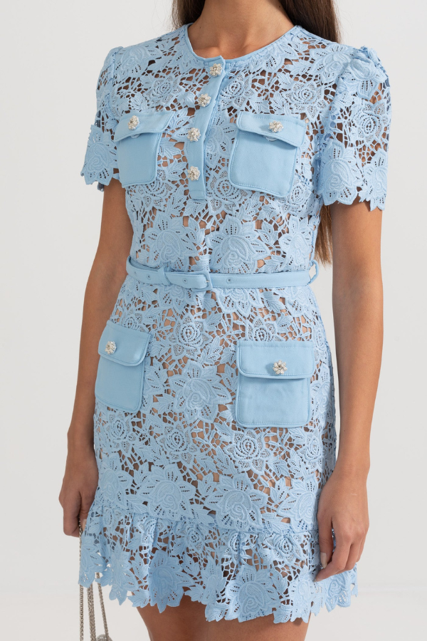ZADIYA™ | EMBROIDERED FLORAL DRESS - BLUE