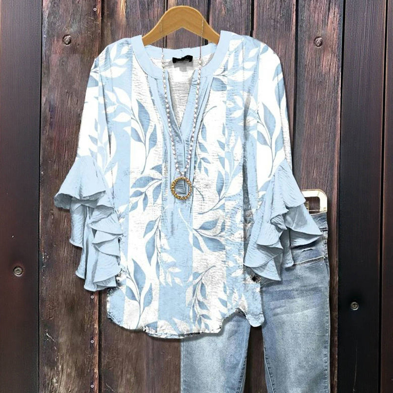 ZADIYA™ | LEAF-PRINT BLOUSE