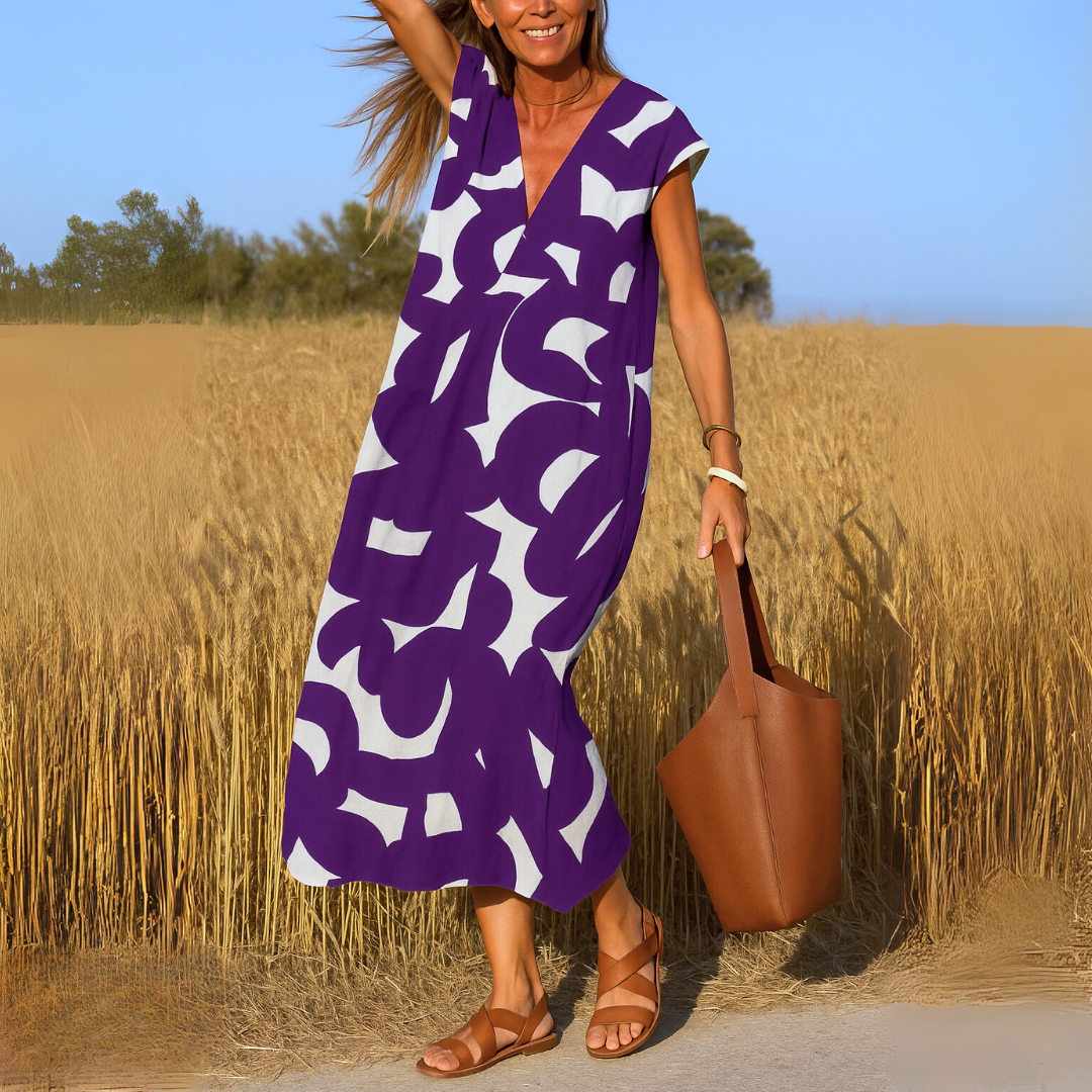 ZADIYA™ | Flowing V-Neck Dress