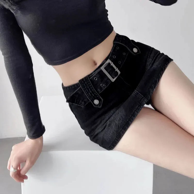 ZADIYA™ | Belted Denim Mini Skirt