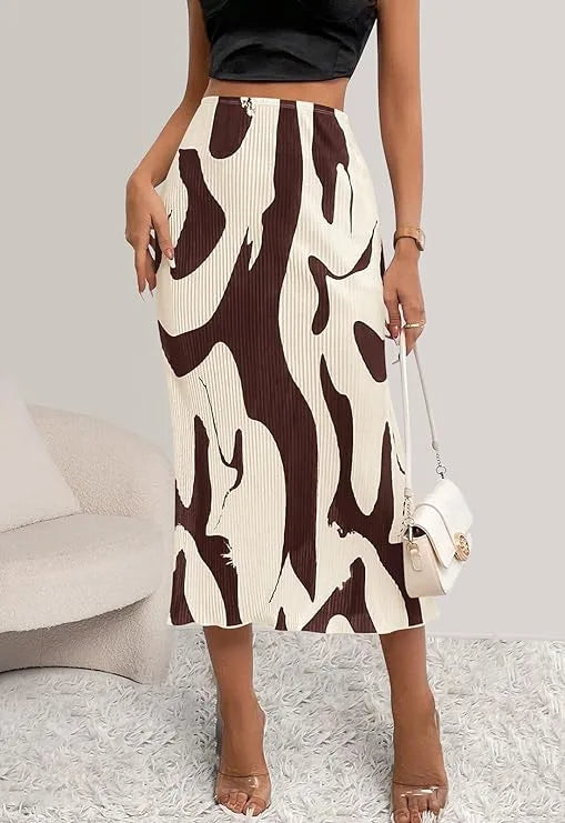 ZADIYA™ | Abstract Edit Pleated Maxi Skirt
