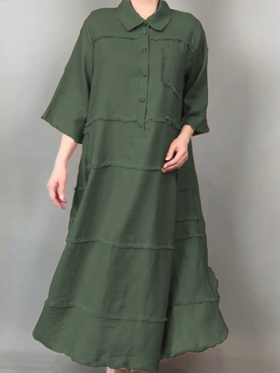 ZADIYA™ | Tassel Pocket Linen Shirt Dress