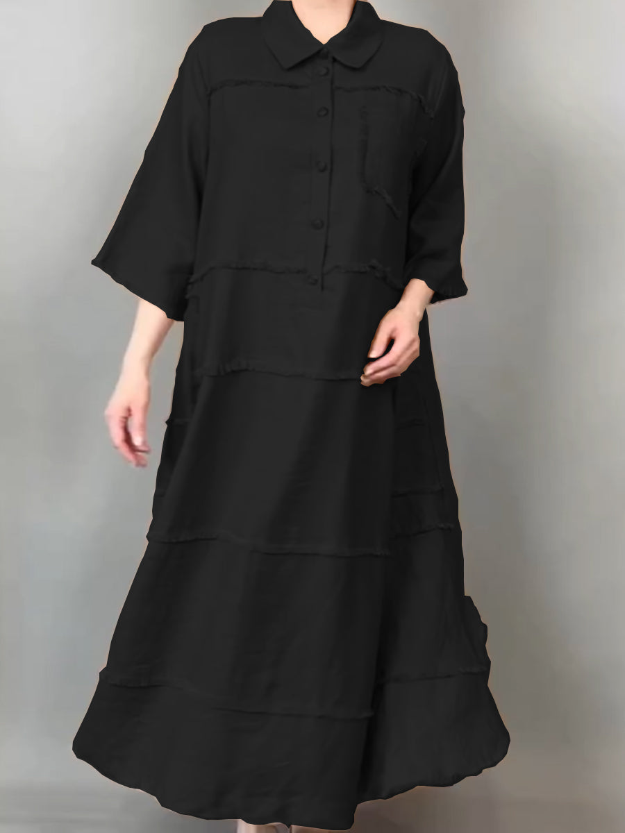 ZADIYA™ | Tassel Pocket Linen Shirt Dress