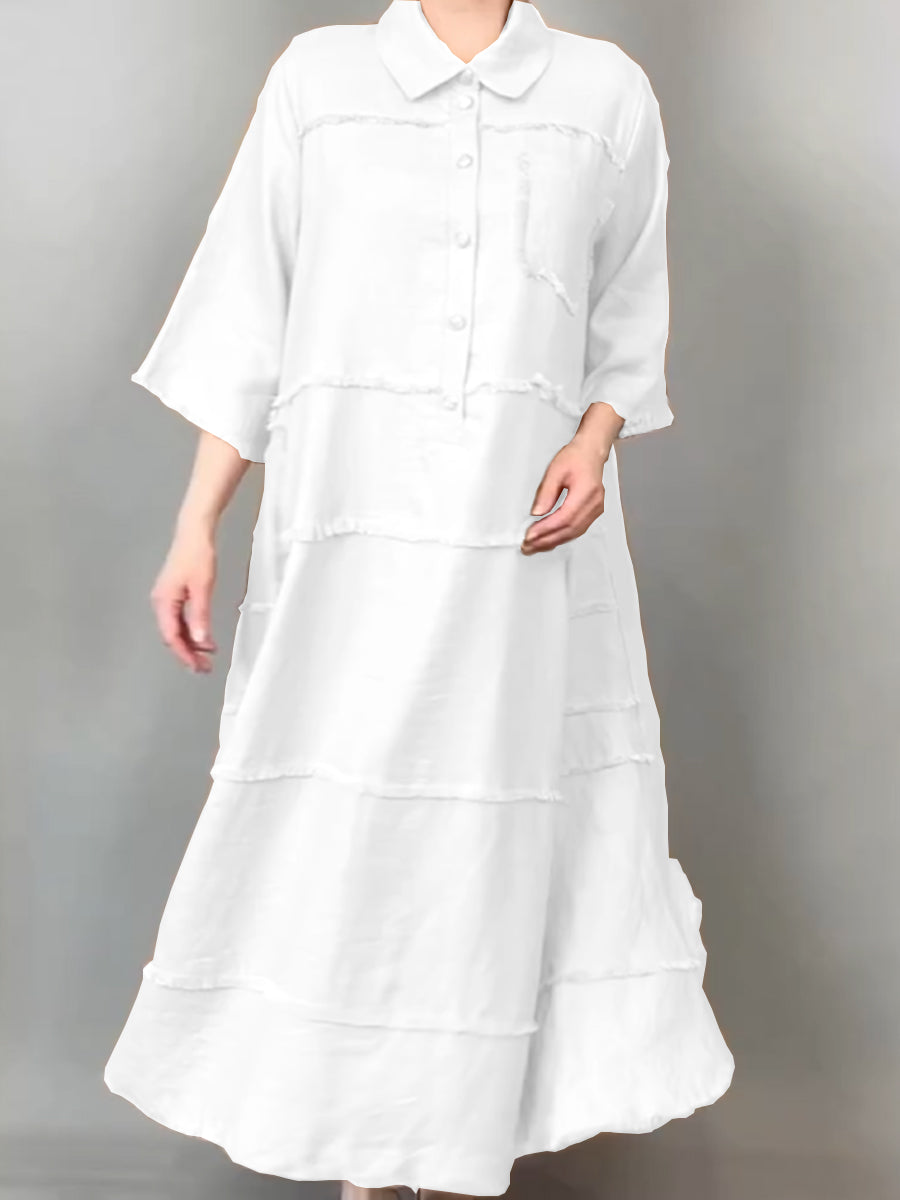 ZADIYA™ | Tassel Pocket Linen Shirt Dress