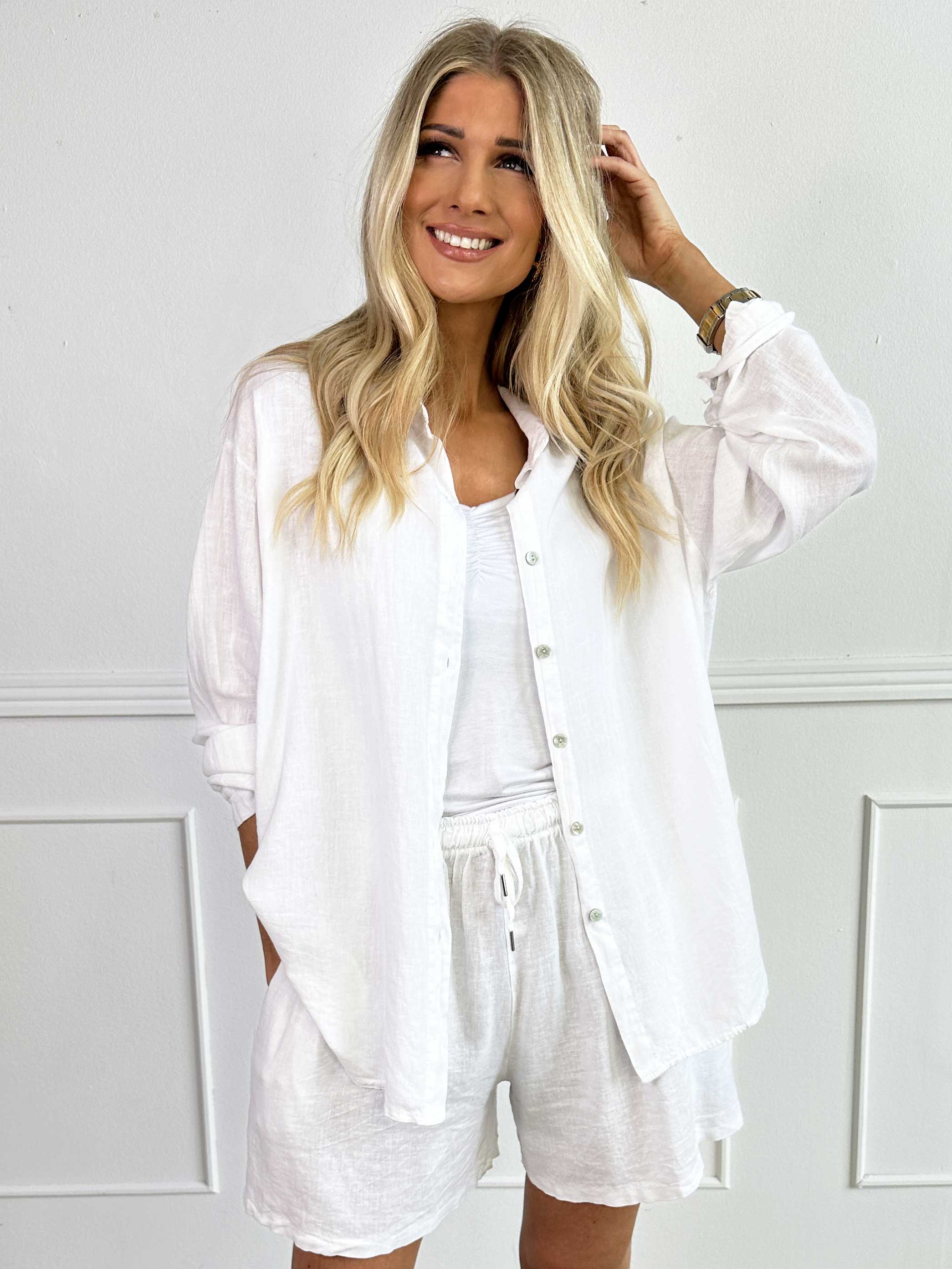 ZADIYA™ | SOLID COLOUR SHIRT IN VISCOSE & LINEN BLEND