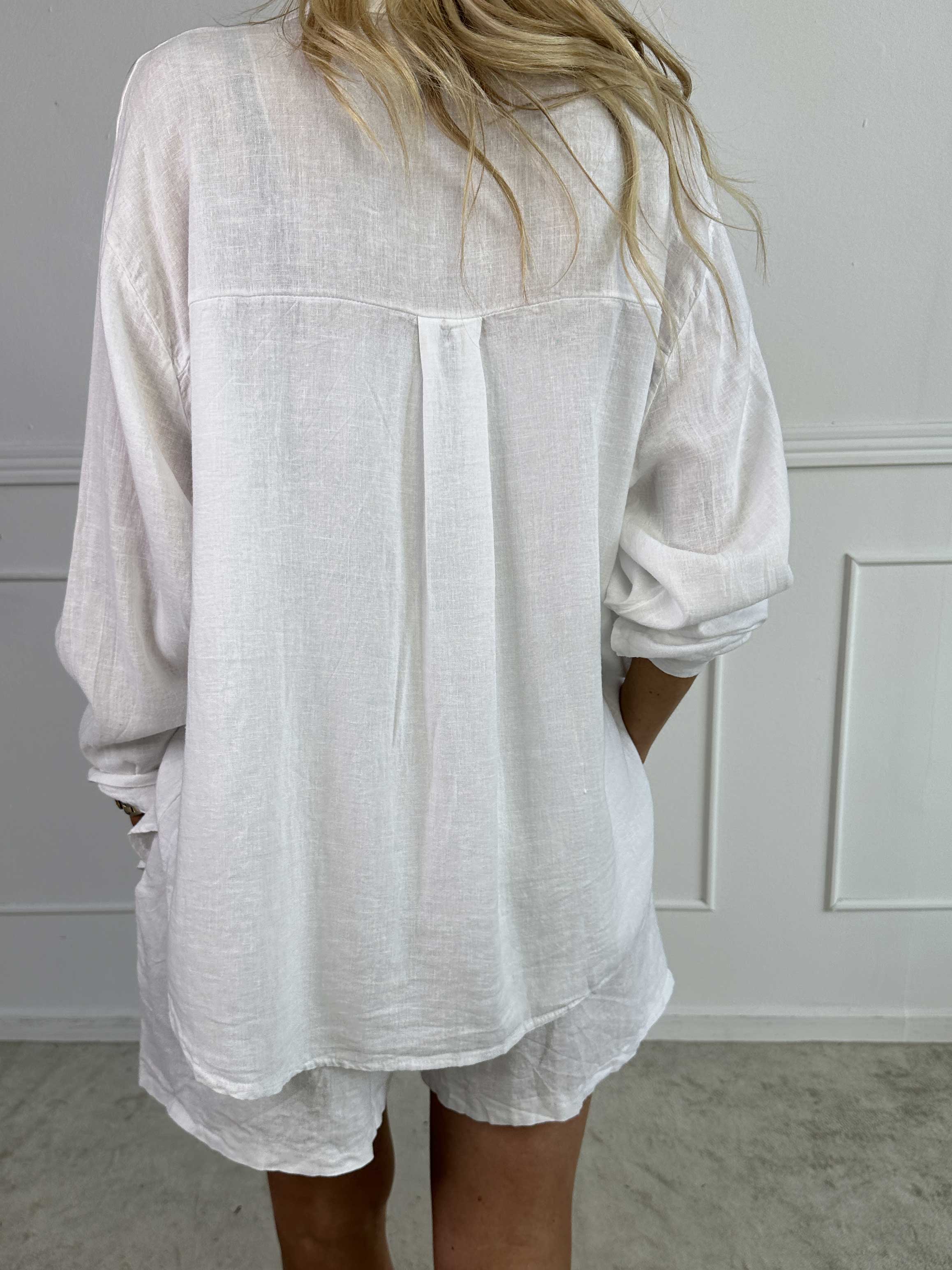 ZADIYA™ | SOLID COLOUR SHIRT IN VISCOSE & LINEN BLEND