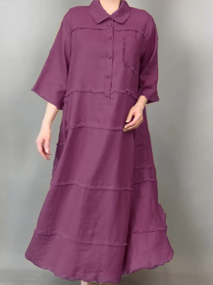 ZADIYA™ | Tassel Pocket Linen Shirt Dress