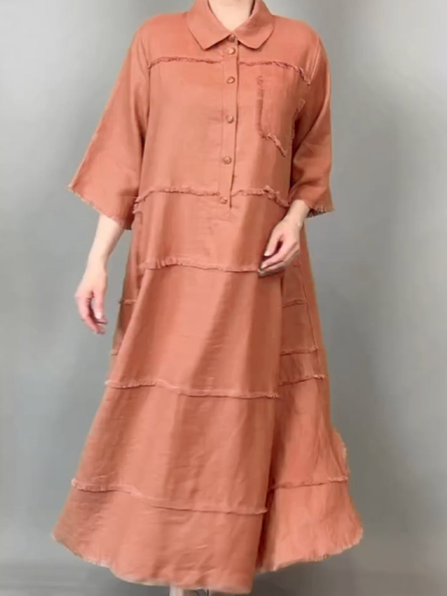 ZADIYA™ | Tassel Pocket Linen Shirt Dress