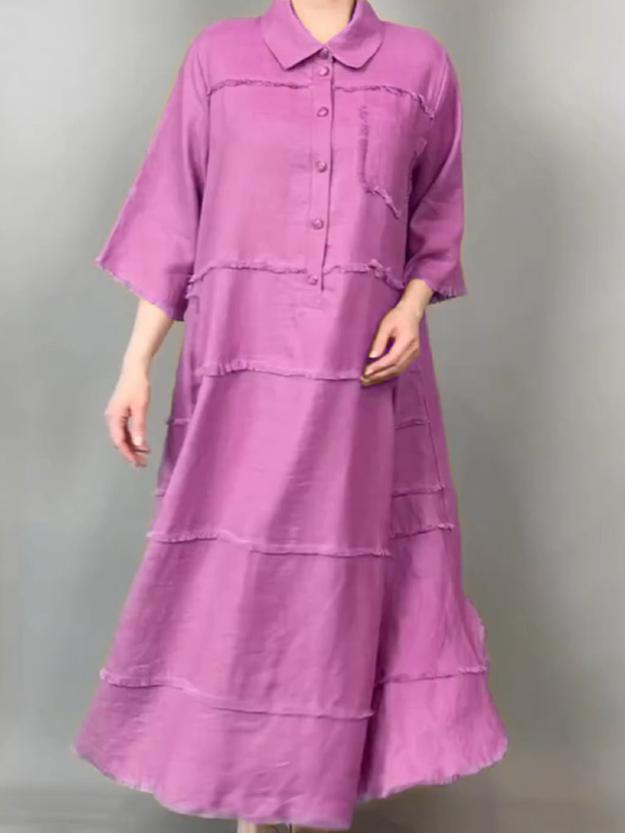 ZADIYA™ | Tassel Pocket Linen Shirt Dress
