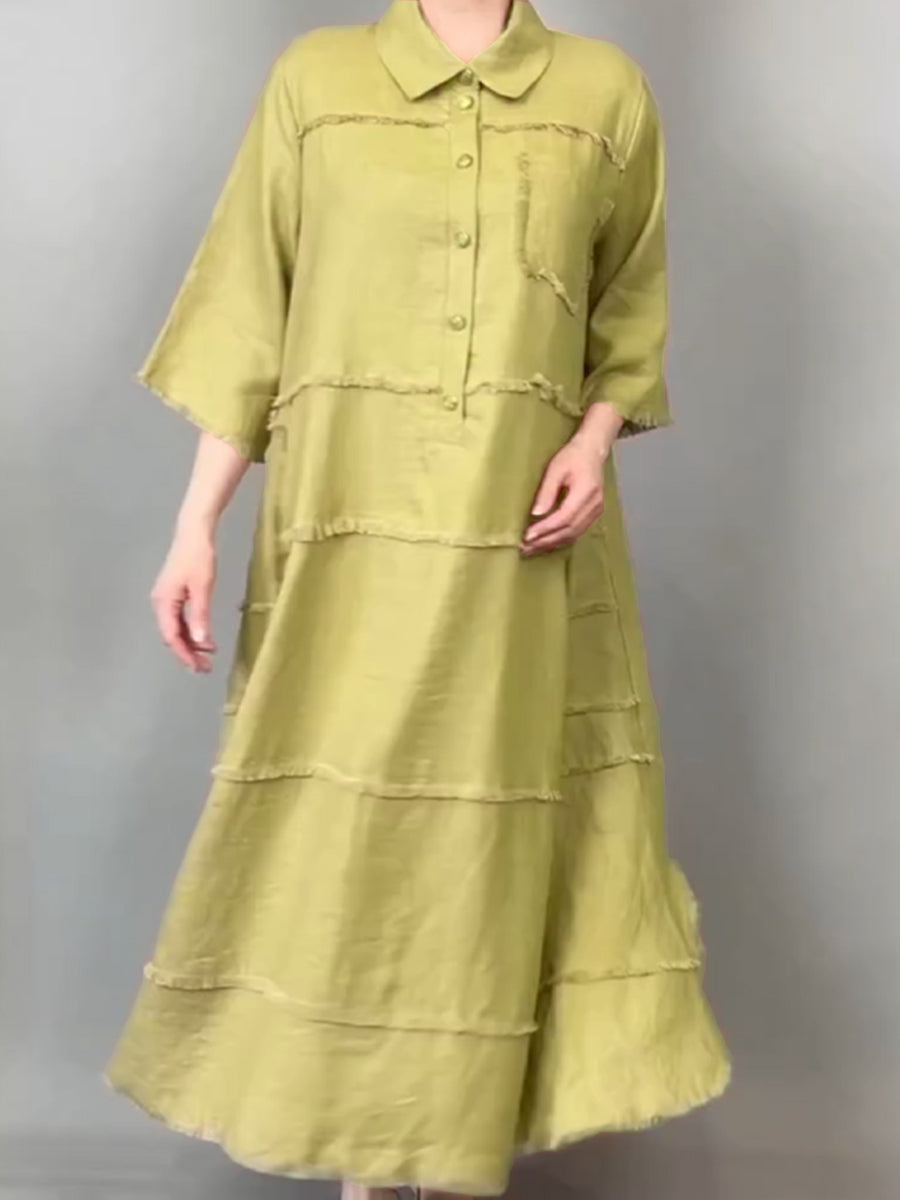 ZADIYA™ | Tassel Pocket Linen Shirt Dress