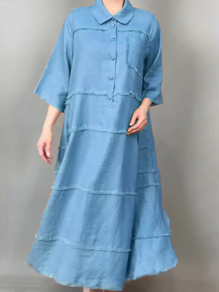 ZADIYA™ | Tassel Pocket Linen Shirt Dress