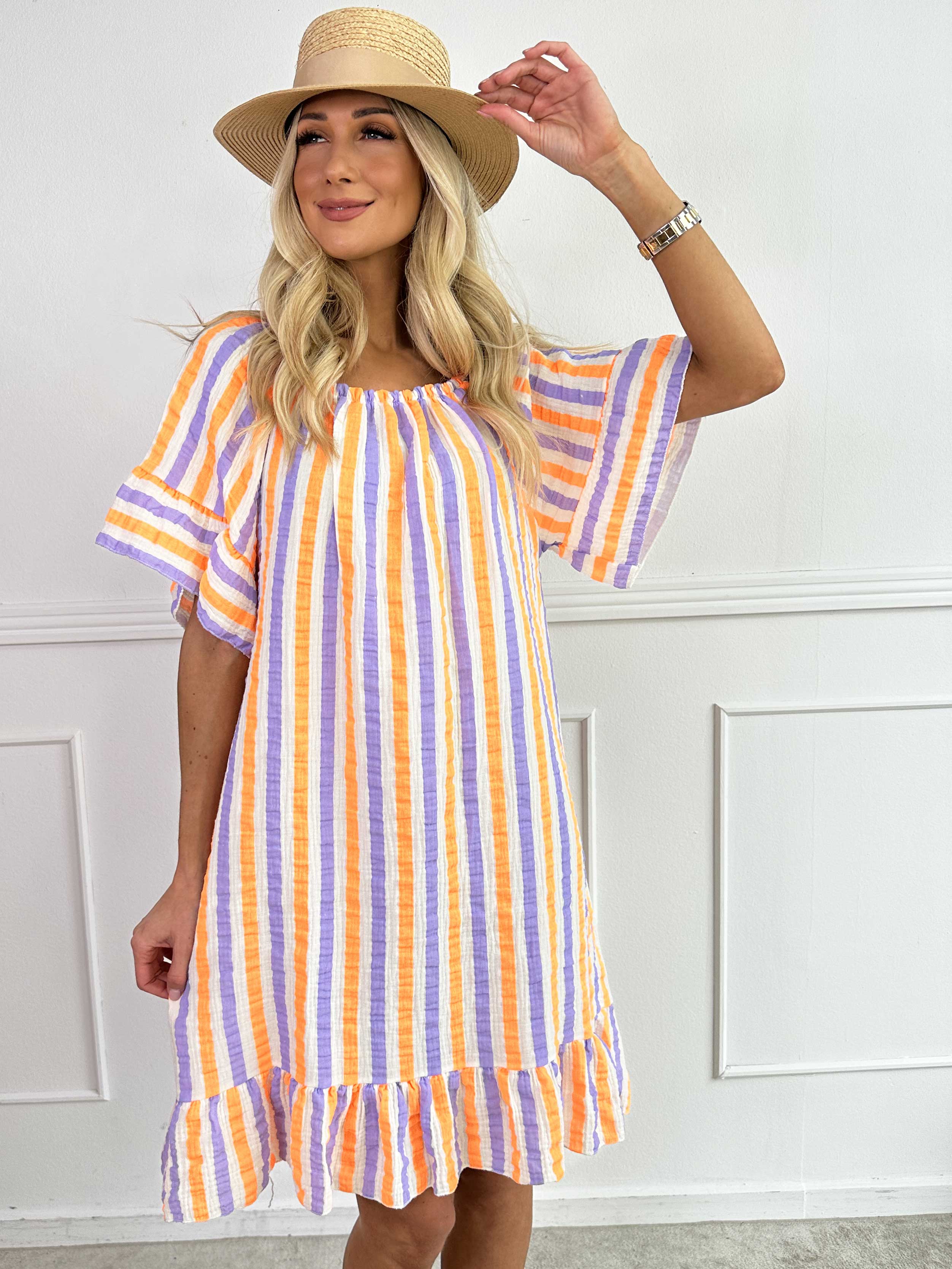 ZADIYA™ | SOFT STRIPED COTTON DRESS