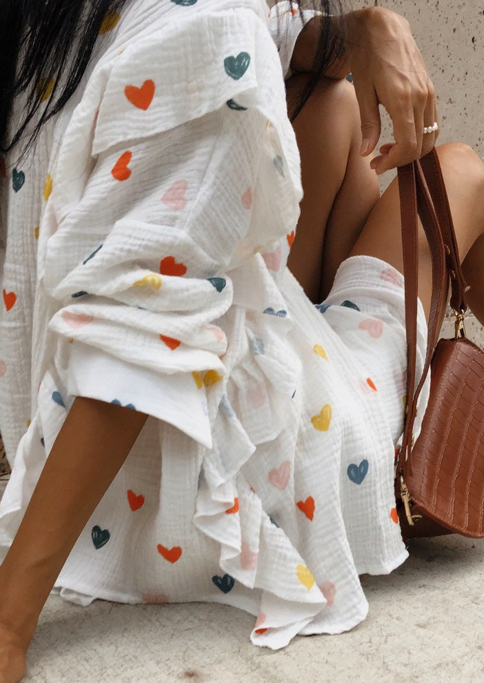 ZADIYA™ | HEART PRINT SHIRT & SHORTS TWO-PIECE SET