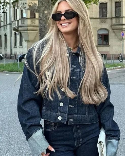 ZADIYA™ | COLLARED LONG SLEEVES DENIM TWO-PIECE SET