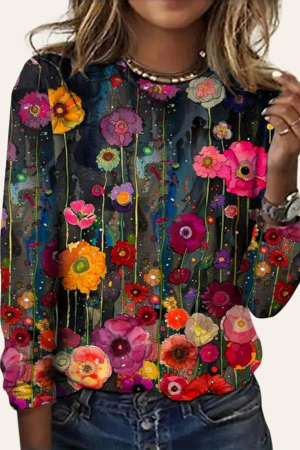 ZADIYA™ | VINTAGE FLORAL PRINT T-SHIRT